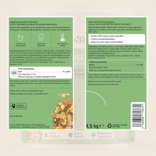 AniForte Natur Nagerfutter 10 Liter u.a. für Hamster, Meerschweinchen, Kaninchen, Chinchilla- Naturprodukt für Nager - 7
