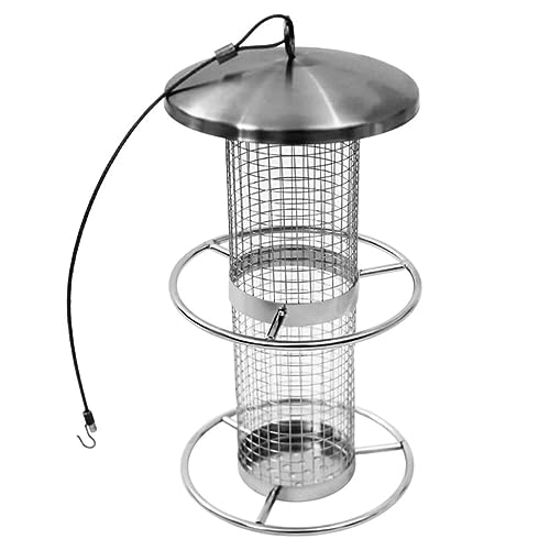 Edelstahl Vogelfutterstation wetterbeständig zum Aufhängen Höhe 27,5cm 60129 - 3