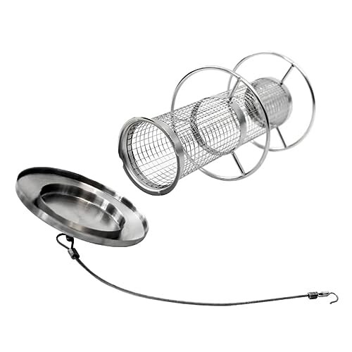 Edelstahl Vogelfutterstation wetterbeständig zum Aufhängen Höhe 27,5cm 60129 - 4