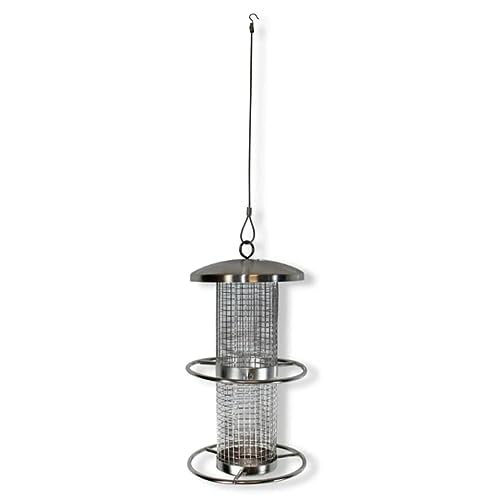 Edelstahl Vogelfutterstation wetterbeständig zum Aufhängen Höhe 27,5cm 60129 - 7