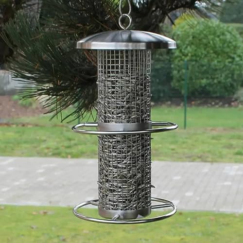 Edelstahl Vogelfutterstation wetterbeständig zum Aufhängen Höhe 27,5cm 60129 - 8