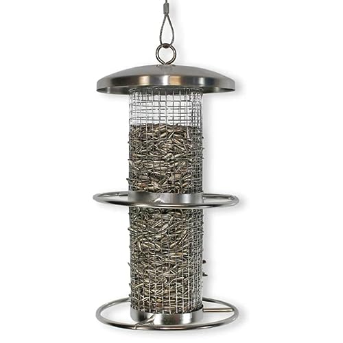 Edelstahl Vogelfutterstation wetterbeständig zum Aufhängen Höhe 27,5cm 60129 - 9