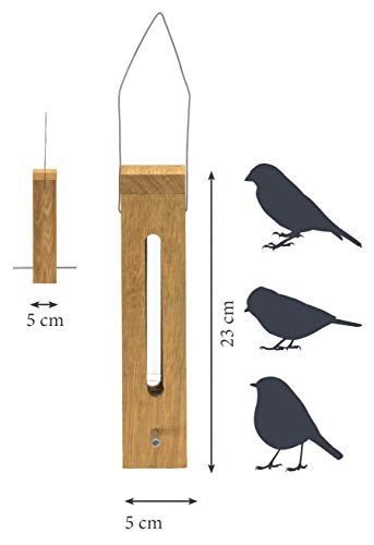 Luxus-Vogelhaus 46770e Edler Futterspender für Vögel, aus Holz (Eiche) für Garten, Balkon, mit Futtersilo (UV-resistent), Metallbügel zum Aufhängen – Vogelfutterstation Vogelfutterspender - 7