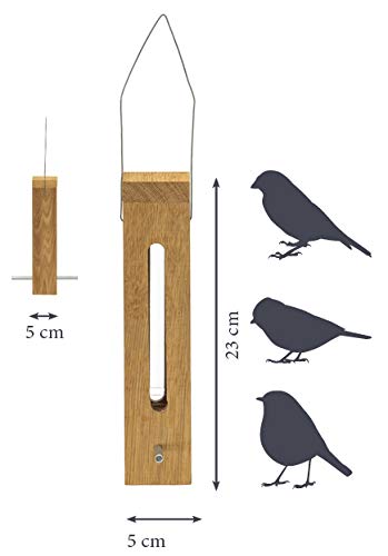 Luxus-Vogelhaus 46770e Edler Futterspender für Vögel, aus Holz (Eiche) für Garten, Balkon, mit Futtersilo (UV-resistent), Metallbügel zum Aufhängen – Vogelfutterstation Vogelfutterspender - 9