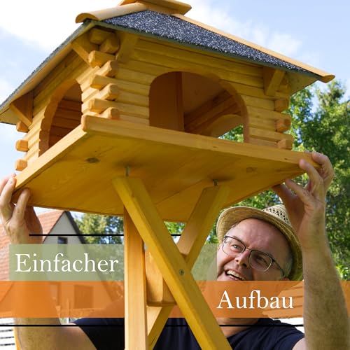 stabiles Futterhaus/Vogelhaus, imprägniert, mit Strukturputzdach mit Ständer - 4