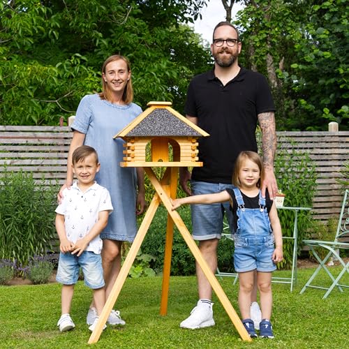 stabiles Futterhaus/Vogelhaus, imprägniert, mit Strukturputzdach mit Ständer - 6