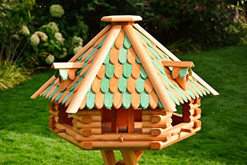 XXL massives Luxus Vogelhaus, Vogelhäuser + + imprägniert mit Ständer, Vogelfutterhaus mit Futtersilo, Silo - 2