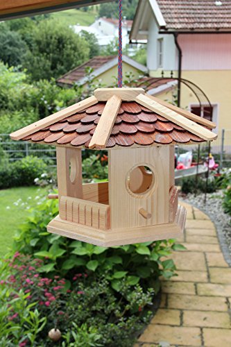 Vogelhaus-Vogelhäuser-(V74)-sechs eck Braun-Vogelfutterhaus Vogelhäuschen-aus Holz- Blitzversand!!!DHL Schreinerarbeit
