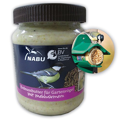 CJ Wildlife 101910415 Erdnussbutter für Gartenvögel "mit Mehlwürmer" 330 g - empfohlen vom NABU und dem LBV