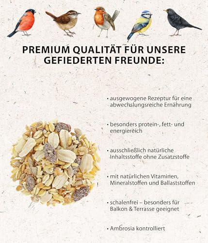 Dehner Natura Wildvogelfutter, schalenfreies Streufutter, 5 l (3.6 kg) - 3