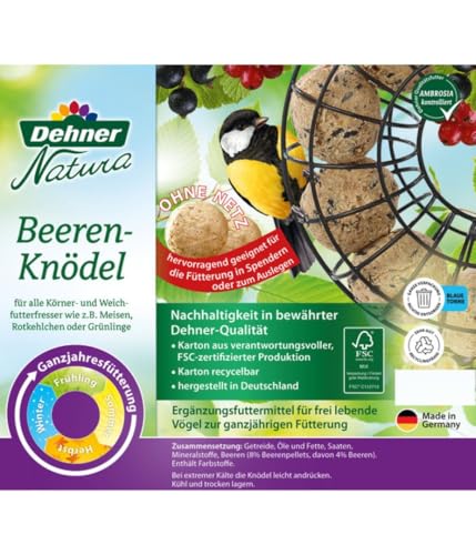 Dehner Natura Wildvogelfutter, Beeren-Knödel ohne Netz, 100 Stück (10 kg) - 8