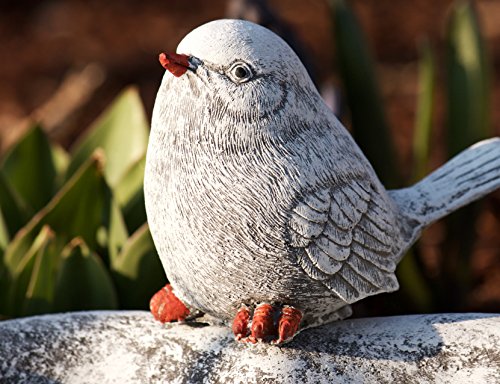 Vogeltränke Herz mit Steinfigur Vogel, Garten Deko, massiver Steinguss, frostfest bis -30°C - 5