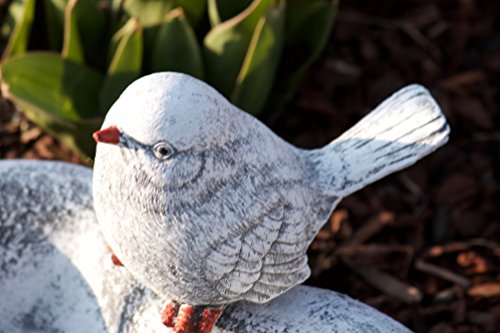 Vogeltränke Herz mit Steinfigur Vogel, Garten Deko, massiver Steinguss, frostfest bis -30°C - 8
