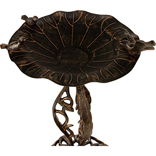 Dekorative Vogeltränke aus massivem Gusseisen, Schale aus rostfreiem Aluminium, 80 x 50 cm, 15 kg, Farbe bronze - 7