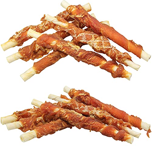 Hähnchenfilet Stangen 600 g Schonend getrocknet fettarm gut bekömmlich der Kauknochen für Hunde aus Büffelhaut umwickelt mit frischem Hähnchenfilet Fleisch Dörrfleisch der Extra Klasse Hundesnacks - 2