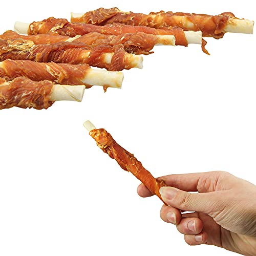 Hähnchenfilet Stangen 600 g Schonend getrocknet fettarm gut bekömmlich der Kauknochen für Hunde aus Büffelhaut umwickelt mit frischem Hähnchenfilet Fleisch Dörrfleisch der Extra Klasse Hundesnacks - 3