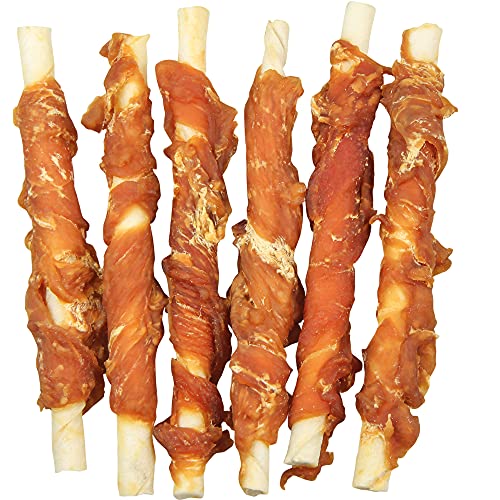Hähnchenfilet Stangen 600 g Schonend getrocknet fettarm gut bekömmlich der Kauknochen für Hunde aus Büffelhaut umwickelt mit frischem Hähnchenfilet Fleisch Dörrfleisch der Extra Klasse Hundesnacks - 4
