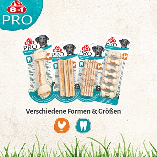 8in1 Delights Pro Dental Twisted Sticks (funktionaler und gesunder Kausnack, hochwertiges gedrehtes Hähnchenfleisch, Mineralien zur effektiven Plaqueentfernung bei Hunden), 35 Stück (190 g Beutel) - 8