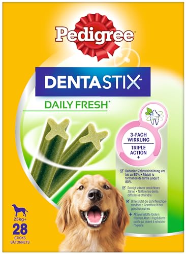 Pedigree DentaStix Fresh Hundesnack für große Hunde (25kg+), Zahnpflege-Snack mit Eukalyptusöl und Grüner Tee-Extrakt, 4 Packungen je 28 Stück (4 x 1,08 kg) - 2