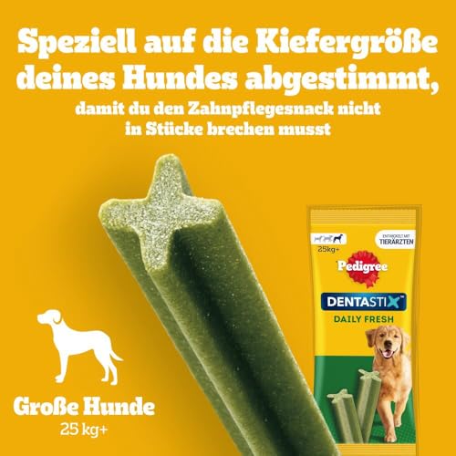 Pedigree DentaStix Fresh Hundesnack für große Hunde (25kg+), Zahnpflege-Snack mit Eukalyptusöl und Grüner Tee-Extrakt, 4 Packungen je 28 Stück (4 x 1,08 kg) - 6