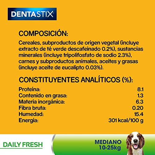 Pedigree DentaStix Fresh Hundesnack für mittelgroße Hunde (10-25kg), Zahnpflege-Snack mit Eukalyptusöl und Grüner Tee-Extrakt, 10 Packungen je 7 Stück (10 x 180 g) - 5