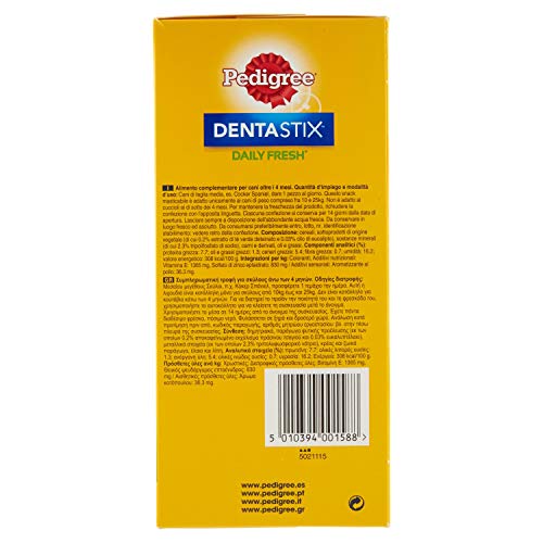 Pedigree DentaStix Fresh Snacks Multipack für mittelgrosse Hunde (10-25kg), 4 x 7 Stück, 1er Pack (1 x 720 g) - 4