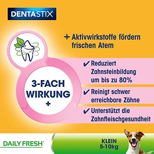 Pedigree DentaStix Fresh Hundesnack für kleine Hunde (5-10kg), Zahnpflege-Snack mit Eukalyptusöl und Grüner Tee-Extrakt, 4 Packungen je 28 Stück (4 x 440 g) - 6
