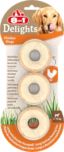 8in1 Delights Kauringe (gesunder Kausnack in Ringform für größere Hunde über 20 kg, hochwertiges Hähnchenfleisch), 3 Stück (119 g) - 8