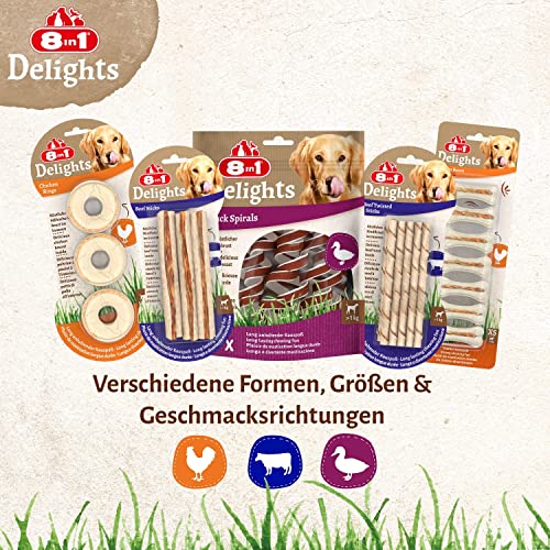 8in1 Delights Chicken Kauknochen Größe XS (gesunder Kausnack für sehr kleinere Hunde von 2 bis 12 kg, hochwertiges Hähnchenfleisch eingewickelt in Rinderhaut), 7 Stück (85 g) - 7