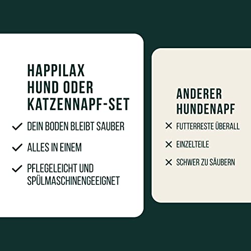 Premium Doppelnapf aus Silikon mit zwei Edelstahl-Futternäpfen und integrierter Napfunterlage für kleine bis mittelgroße Hunde und Katzen | Happilax - 9