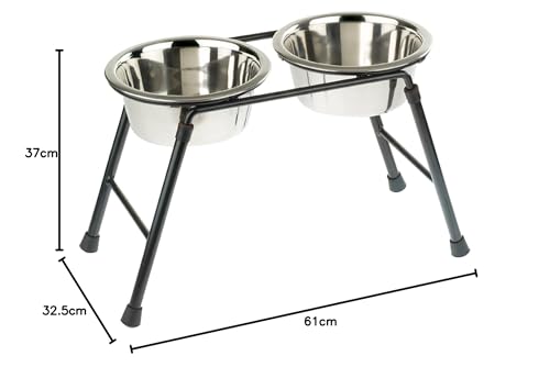 Caldex Doppelter Fressnapf-Ständer mit Fressnäpfen 370 mm / 2500 ml - 3