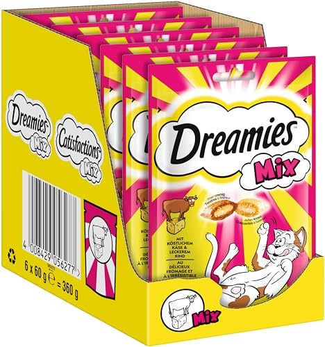 Dreamies Katzensnacks Mix mit Käse & Rind – 6 Packungen (6 x 60 g)