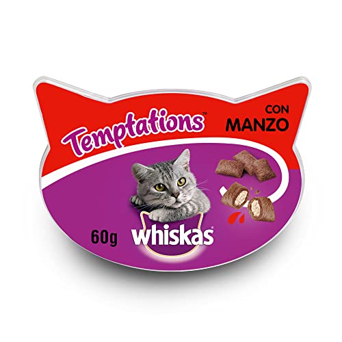 Whiskas Knuspertaschen Katzensnacks Rind, 8 Packungen (8 x 60 g)