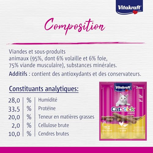 Vitakraft Katzensnack Cat-Stick mini Geflügel & Leber – 3 x 6g - 4