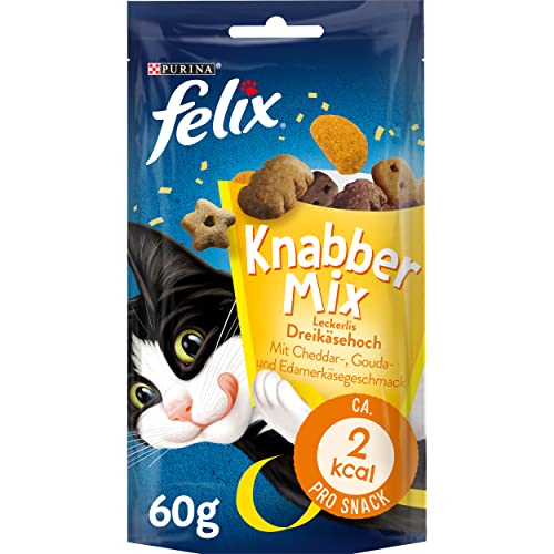 Felix Knabber Mix Katzensnack Dreikäsehoch, 8er Pack (8 x 60 g)