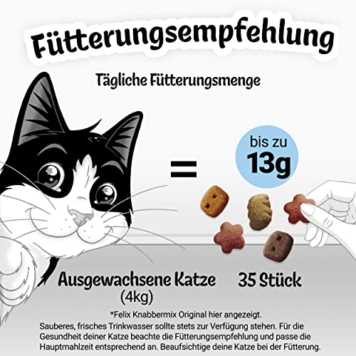 Felix Knabber Mix Katzensnack Dreikäsehoch, 8er Pack (8 x 60 g) - 8