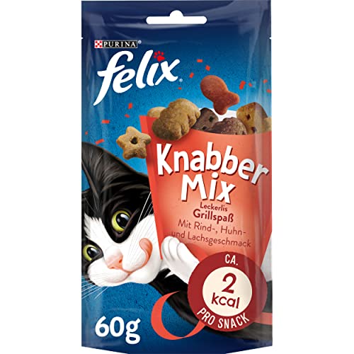 Felix Knabber Mix Katzensnack Grillspaß, 8er Pack (8 x 60 g)