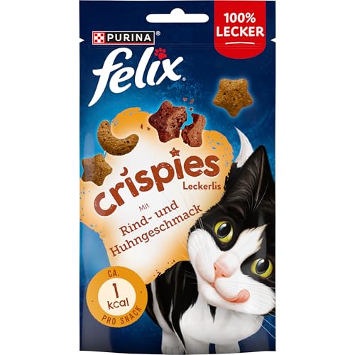 Felix Crispies Katzensnack – Rind & Huhngeschmack, 8er Pack (8 x 45 g)