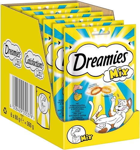 Dreamies Katzensnacks Mix mit Lachs & Käse – 6 Packungen (6 x 60g)