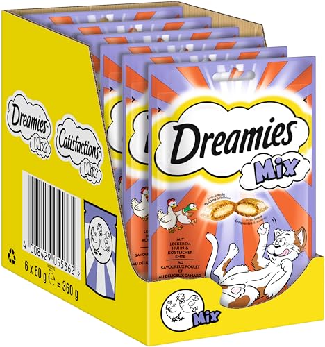 Dreamies Katzensnacks Mix mit Huhn & Ente – 6 Packungen (6 x 60g)