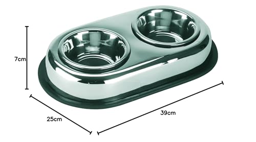 Kerbl 83411 Edelstahlnapf DUO, 2 x 450 ml rutschhemmend - 3