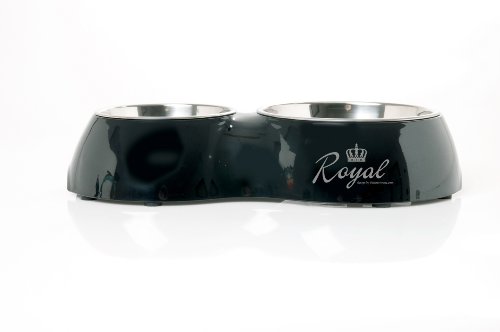 FUTTERSCHEUNE.COM Melaminnapf ROYAL Doppelnapf – Schwarz/Silber