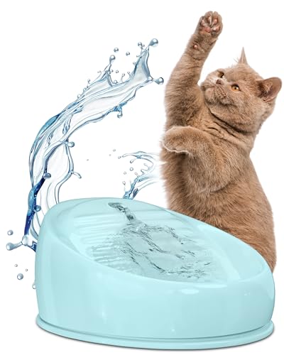 Lucky-Kitty Katzenbrunnen aus Keramik, pastellblau