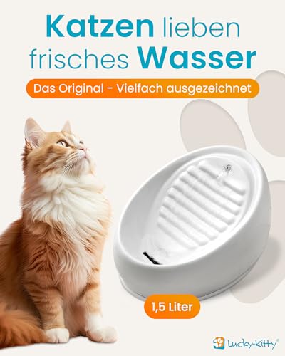 Lucky-Kitty Katzenbrunnen aus Keramik. Neue Farbe: Grau - 2