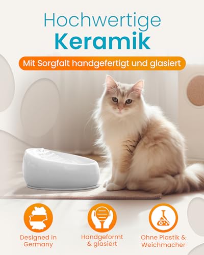 Lucky-Kitty Katzenbrunnen aus Keramik. Neue Farbe: Grau - 3