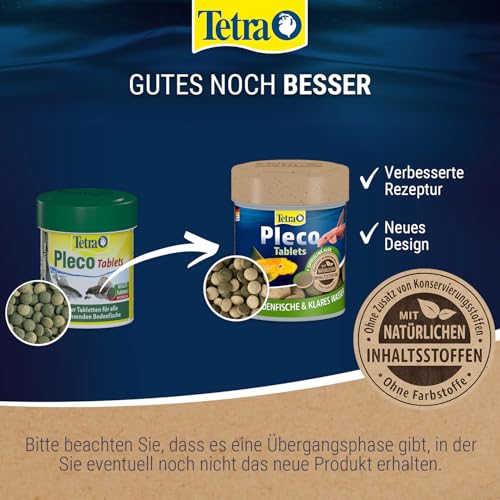 Tetra Pleco Tablets (Grünfutter-Tabletten mit einem hohen Anteil an Spirulina-Algen, Hauptfutter für alle pflanzenfressenden Bodenfische und scheuen Zierfische), 275 Tabletten Dose - 2