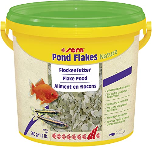 sera 07075 pond flakes 3800 ml - das lange schwimmende Flockenfutter für kleinere Teichfische