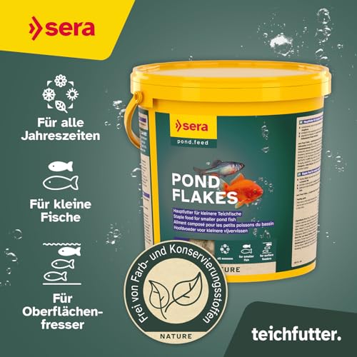 sera 07075 pond flakes 3800 ml – das lange schwimmende Flockenfutter für kleinere Teichfische - 3
