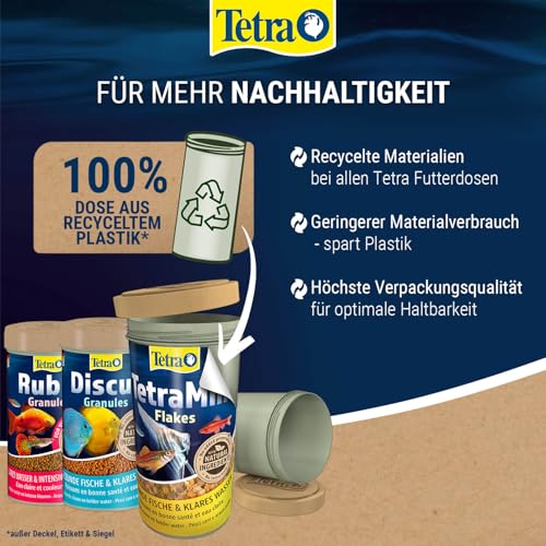 TetraMin (Hauptfutter für alle Zierfische in Flockenform, für ein langes und gesundes Fischleben und klares Wasser, plus Präbiotika für verbesserte Körperfunktionen und Futterverwertung), 500 ml Dose - 7
