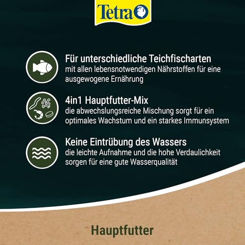 Tetra Pond Multi Mix (ausgewählte Futtermischung aus Flocken, Sticks, Wafern und Gammaruskrebsen für alle Gartenteichfische), 4 Liter Beutel - 5